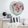 Heart Shaped Globe Vintage World Map Decal Mural
