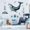 Nautical Humpback Whale Watercolor Peel and Stick Wall Decal Sticker Kit