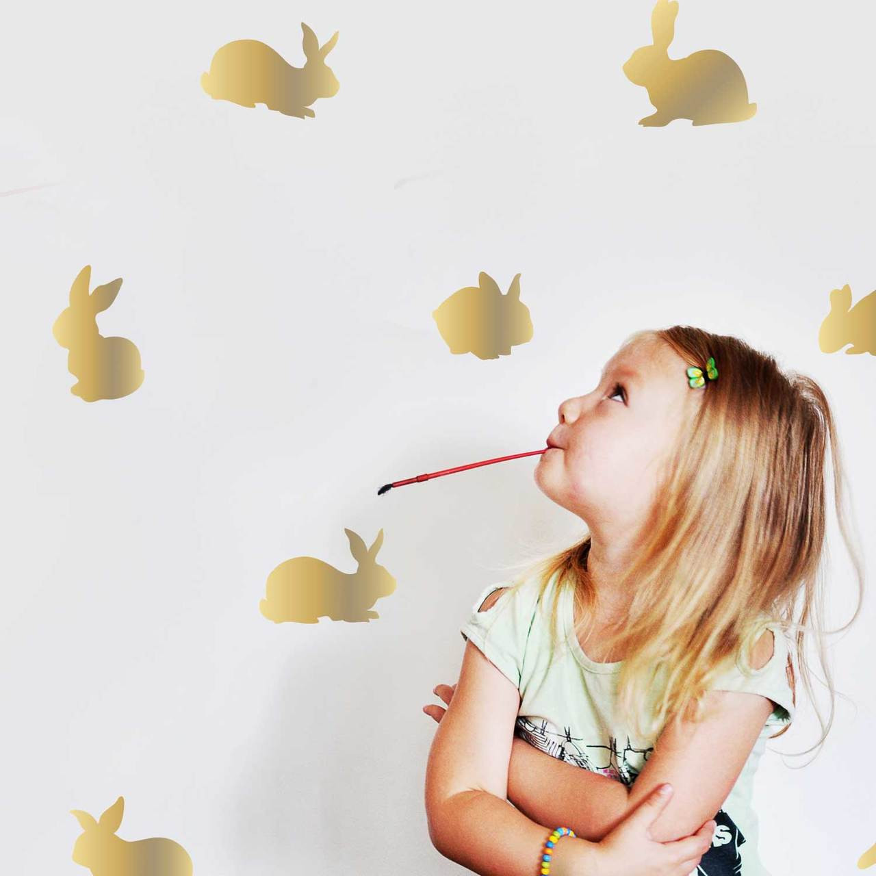 Golden Bunny Decal Set - Gold Kiss Cut Bunny Decal