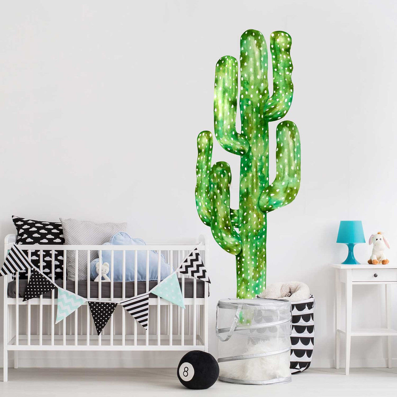Saguaro Cactus Watercolor Wall Decal Tall Cactus Wall Mural By Chromantics