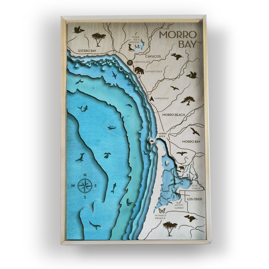 Morro Bay Topographic Wooden Map Preview in Room