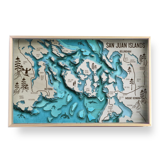 San Juan Islands Topographic Layered Wooden Map