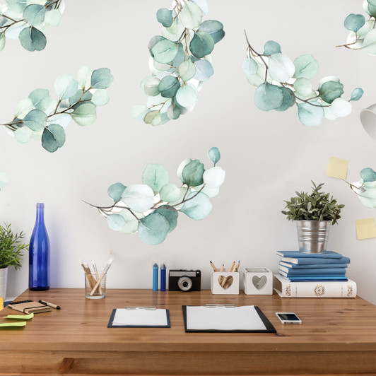 Eucalyptus Watercolor Peel and Stick Wall Decal Set
