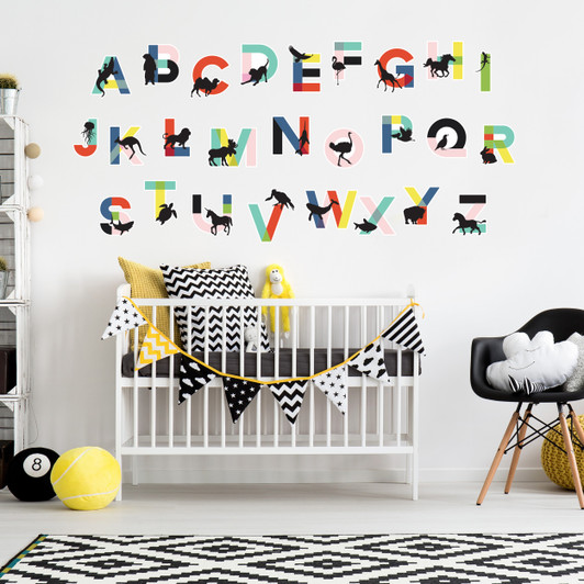 Alphabet and AnimalPeel and Stick Wall Decal Sticker Kit