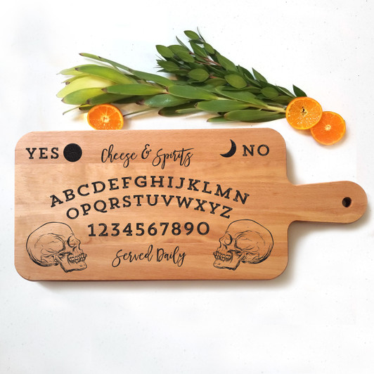 Ouija spirit charcuterie board in large beech