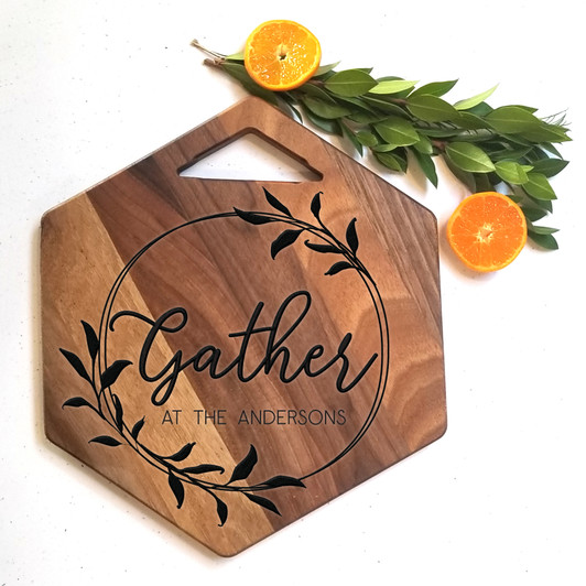 Gather style charcuterie board in beech wood