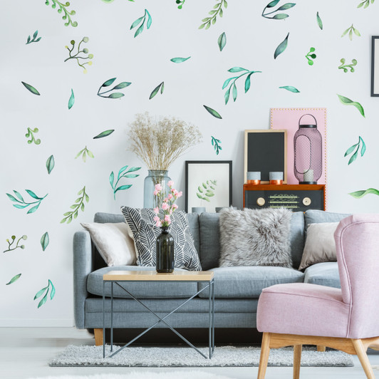 Watercolor Leaves Peel and Stick Wall Decal Set