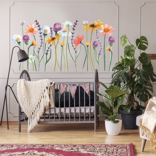 Spring Wildflower Watercolor Peel and Stick Wall Decal Kit