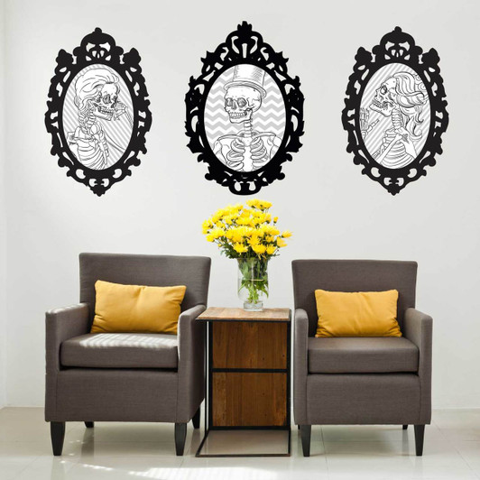 Ornate Victorian Skeleton Wall Decal Set