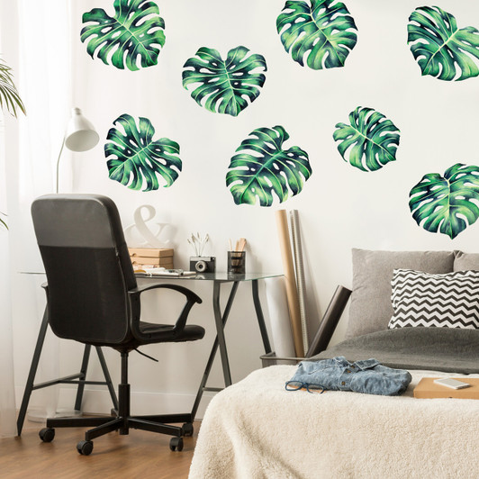 Tropical Philodendron Watercolor Wall Decal