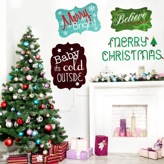 Festive Christmas Signs Wall Decal Set by Chromantics