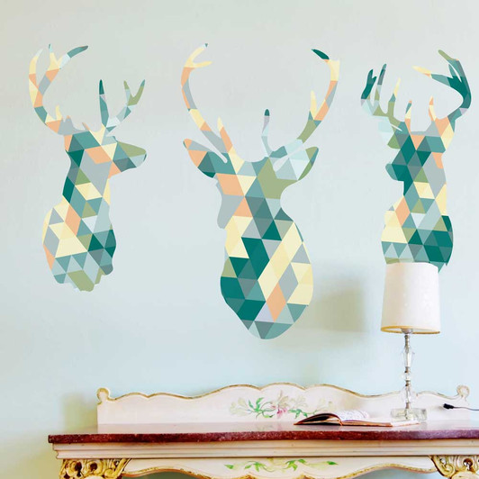 Geometric Deer Head Wall Decal Set by Chromantics