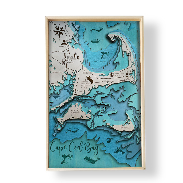 Cape Cod Topographic Wooden Map Preview in Room