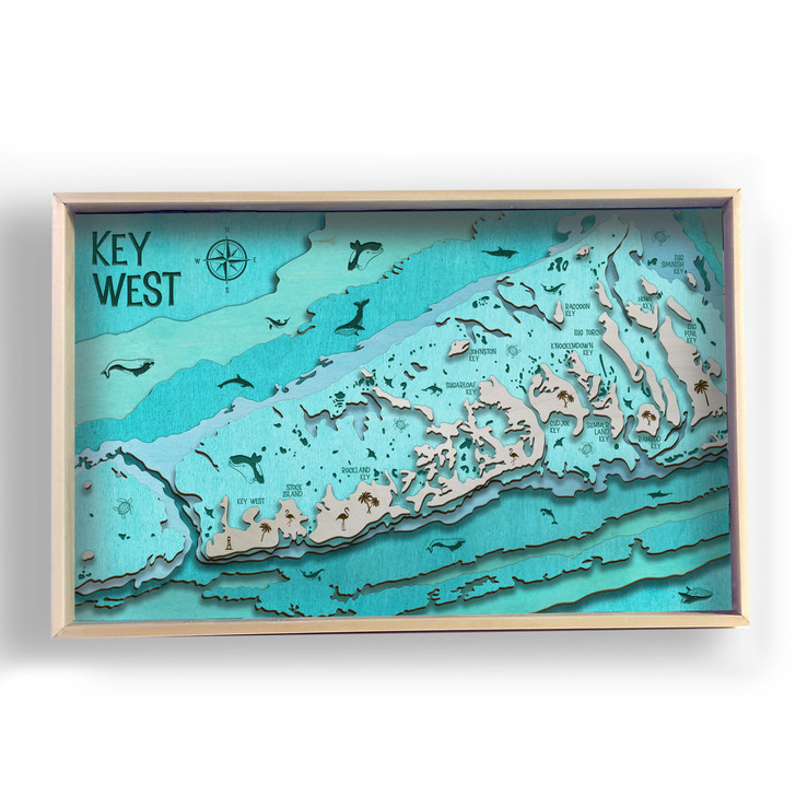 Key West Islands Topographic Wooden Map Preview in Room