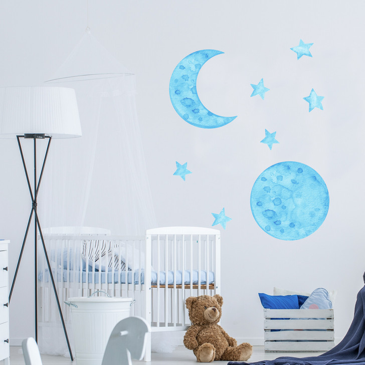 Watercolor Moon Wall Decal Kit