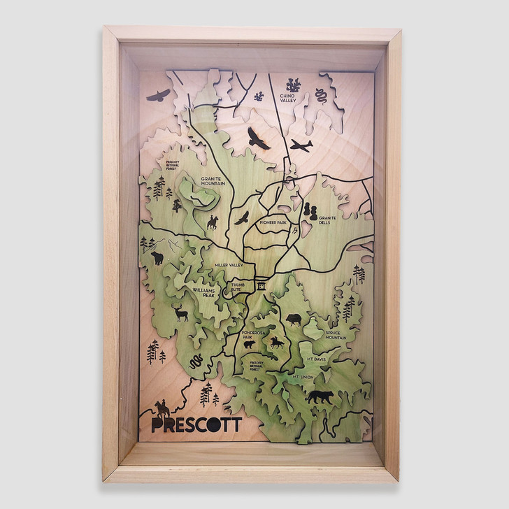 Prescott Topographic Layered Wooden Map