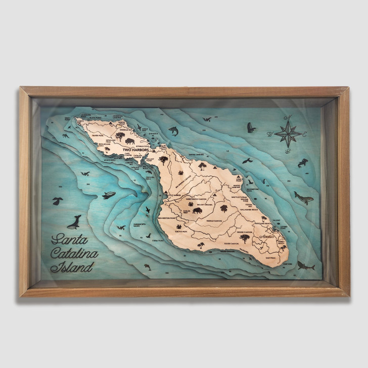 Catalina Topographic Layered Wooden Map