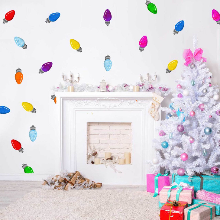 Colorful Christmas Lights Wall Decal Sticker Kit