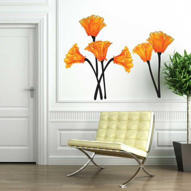 Wild Poppy & Butterfly Watercolor Wall Decal