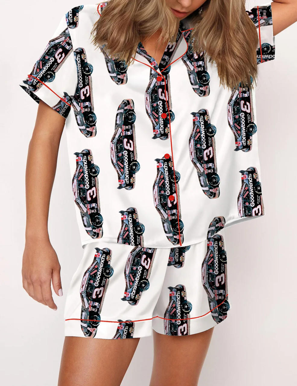  Nascar Black Race Car Satin Pajama Set 