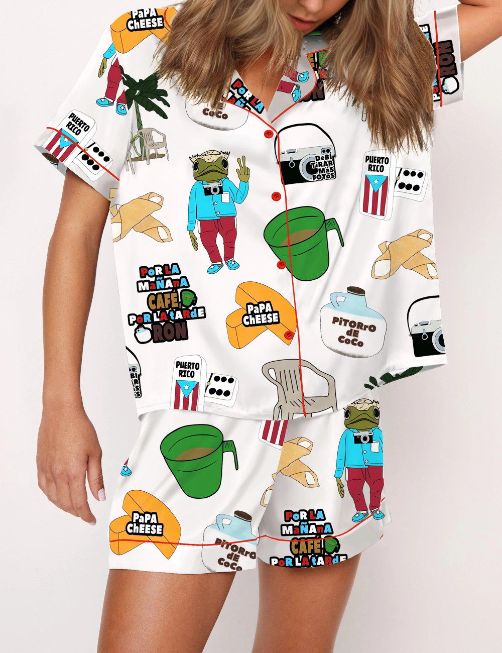 Baile Inolvidable Puerto Rico Silky Satin Pajama Set For Women