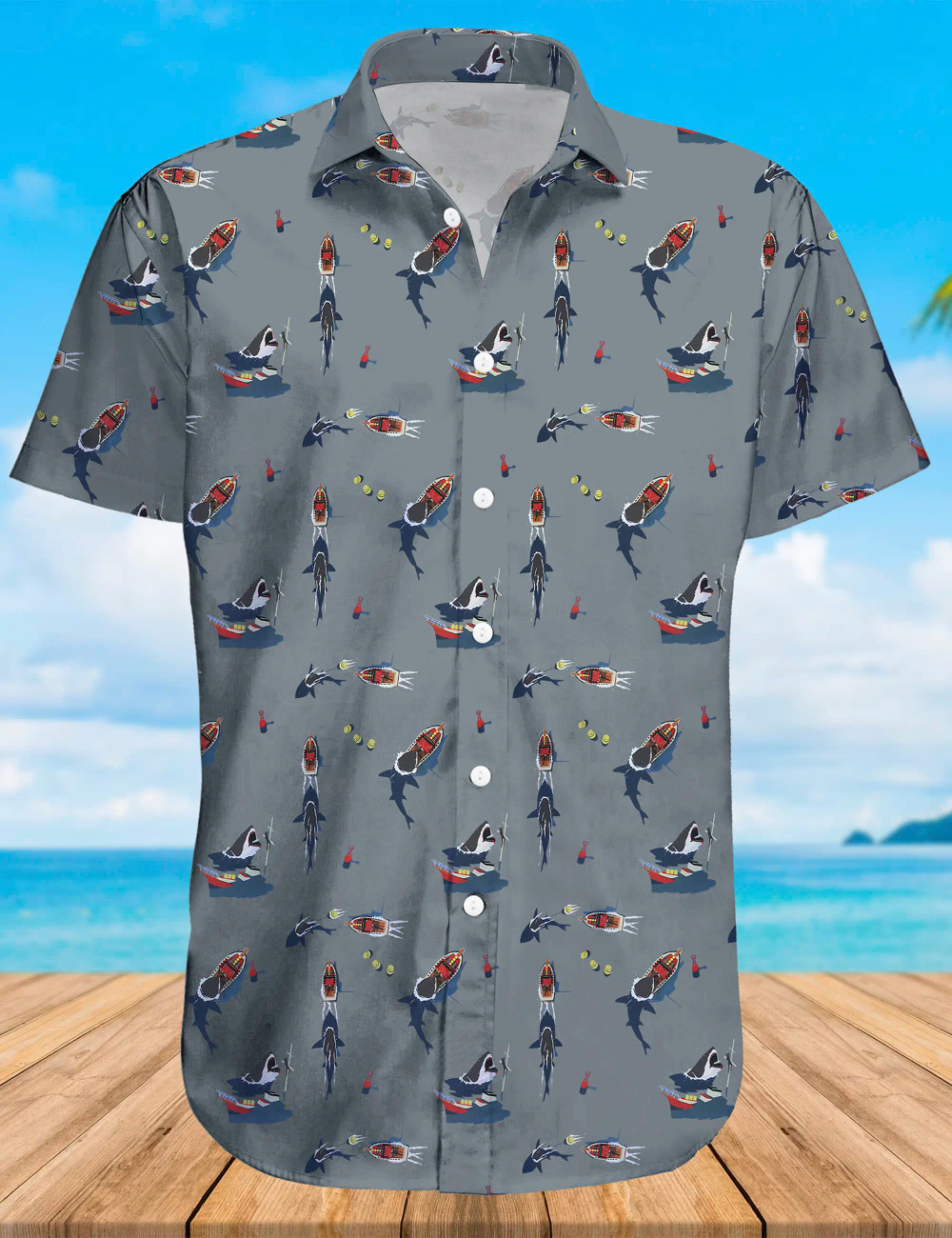 Shark Battle Of Amity Hawaiian Shirt For Men