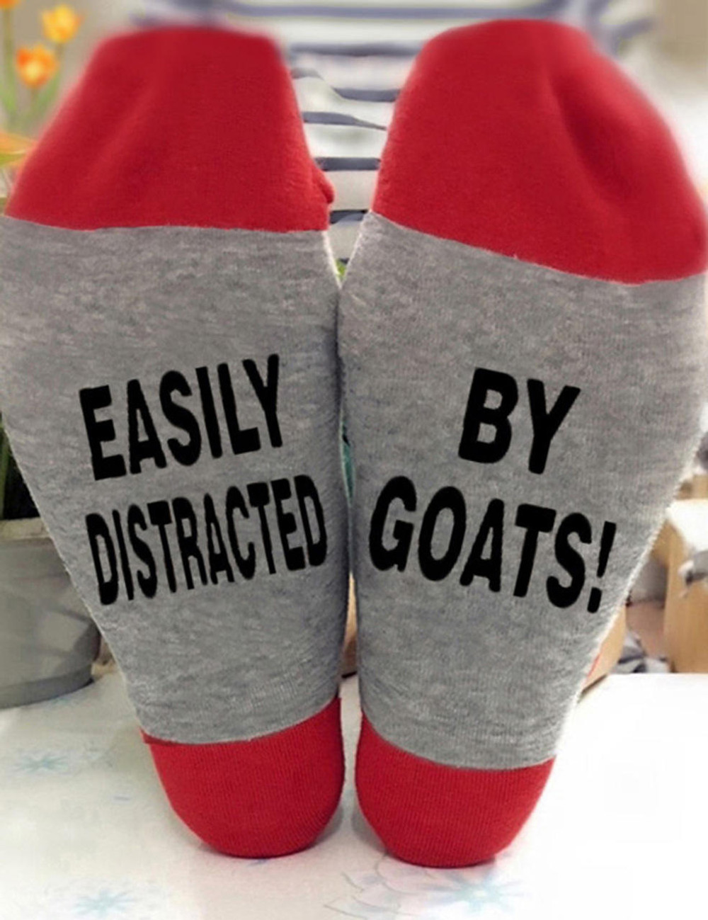 sheshow Easily Distracted By Goats Unisex Crew Socks