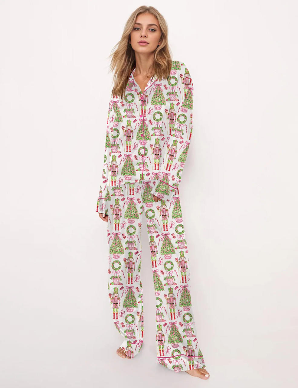 Pink Peppermint Nutcrackers Pajama Set