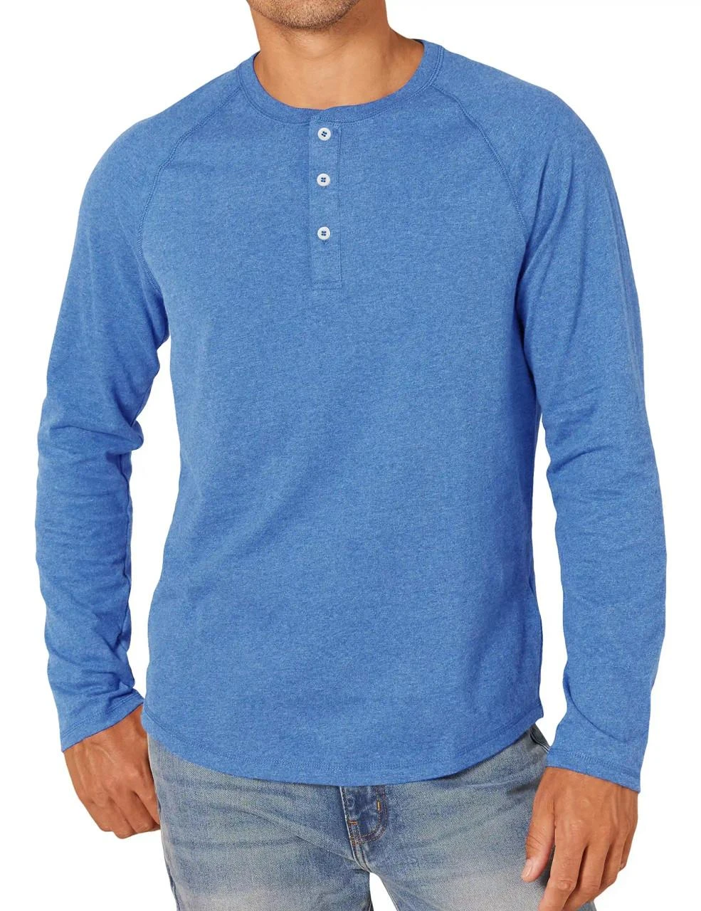 Henley Raglan Henley Slim Fit Raglan Sleeve T-Shirt For Men