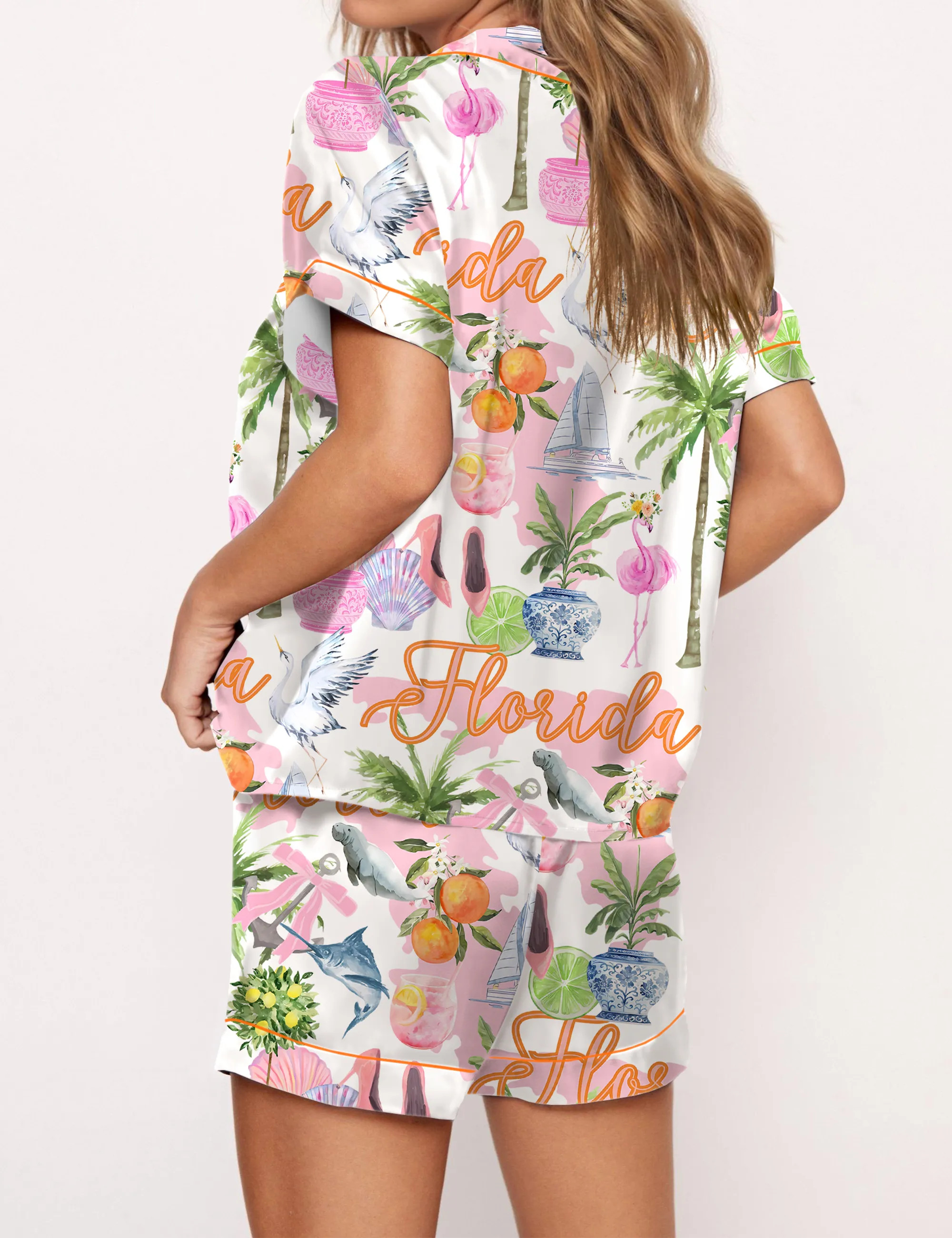 Florida Palm Beach Satin Pajama Set main image 0
