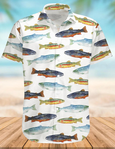  Trout Watercolor Hawaiian Shirt 