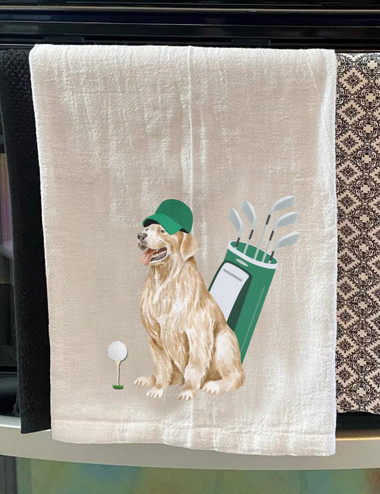  Golden Retriever Golf Tea Towel 
