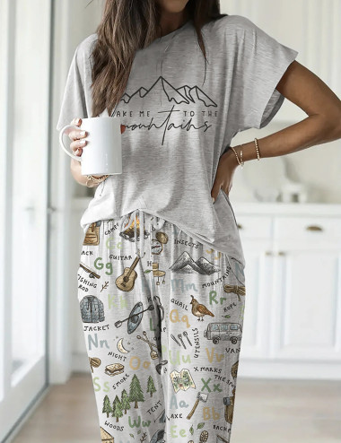 Take Me To The Mountains Gras Casual Pajama Set For Women