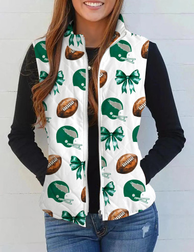 Coquette Football Quilted Vest For Women