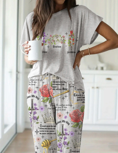 Powerless Bookish Casual Pajama Set For Women