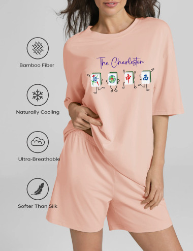 Mah Jongg Charleston Breathable Super Soft Two-Piece Set For Women