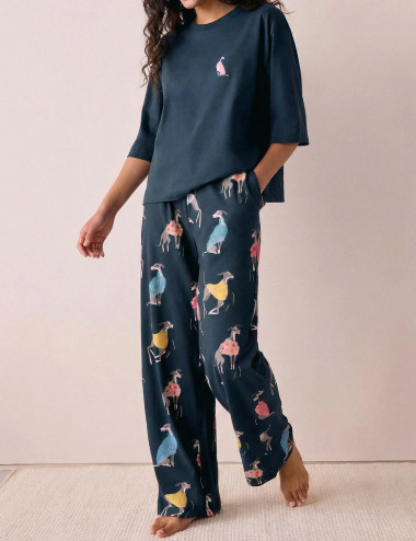 Whippet Short-sleeved Pajama Set For Women