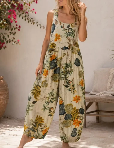 Summer Holiday Floral Jumpsuit For Women