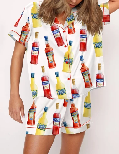 Aperolspritz Campari Limoncello Silky Satin Pajama Set For Women