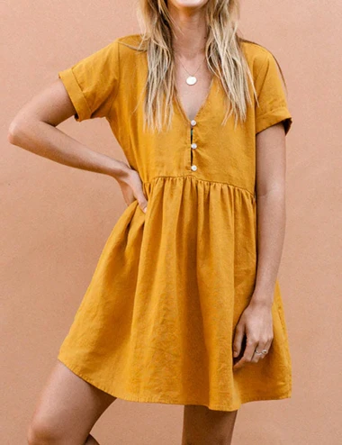 Cotton Linen Vacation Dress For Women