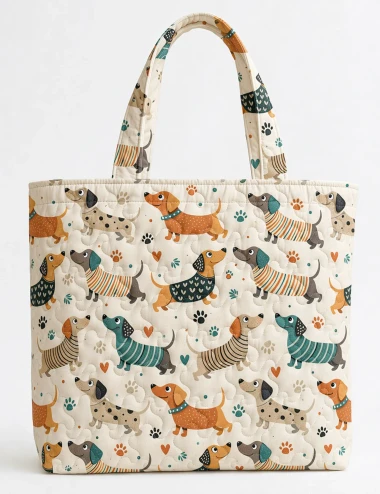 Dachshund Quilted Tote Bag
