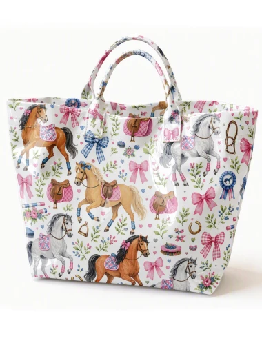 Horse Floral PVC Tote Bag