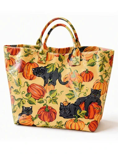 Black Cat Pumpkin Prowl PVC Tote Bag