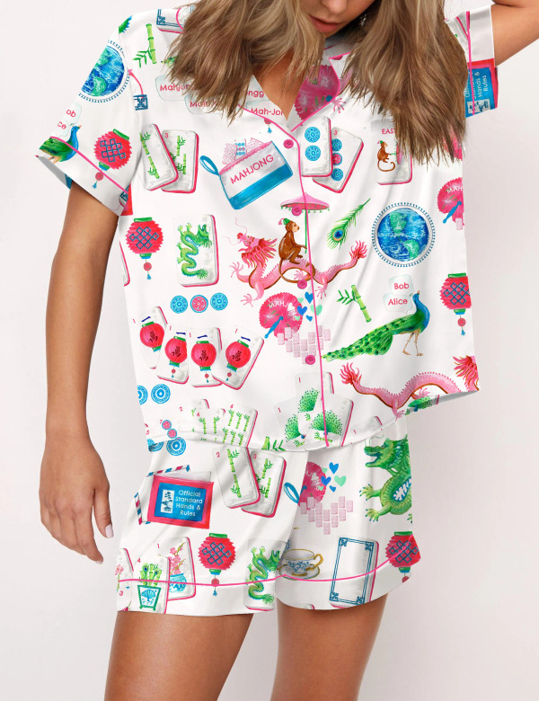 新品未開封パジャマムーン　じんまく　pajamamoon Chinoiserie Mahjong Silky Satin Pajama Set For Women