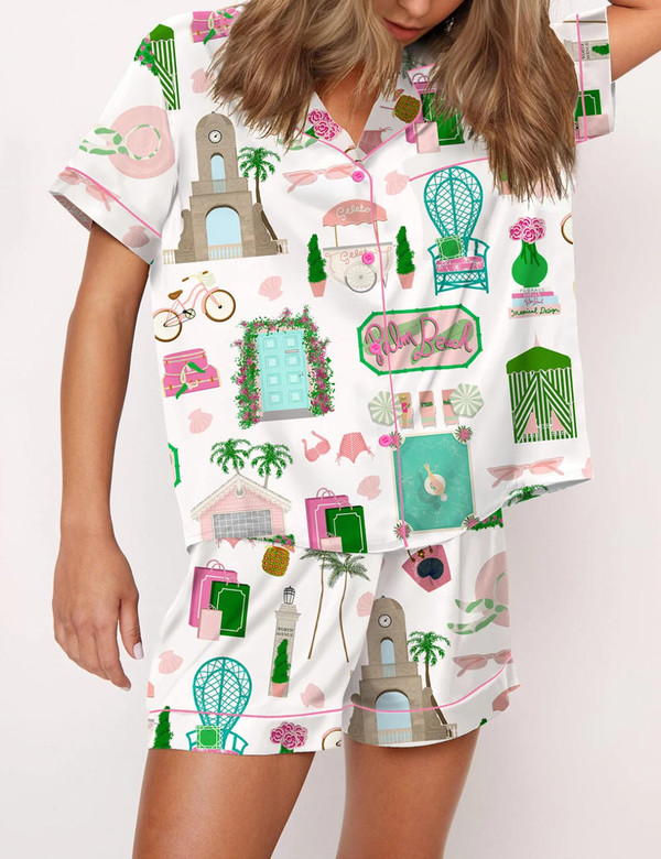  Palm Beach Vacation Art Pajama Set 
