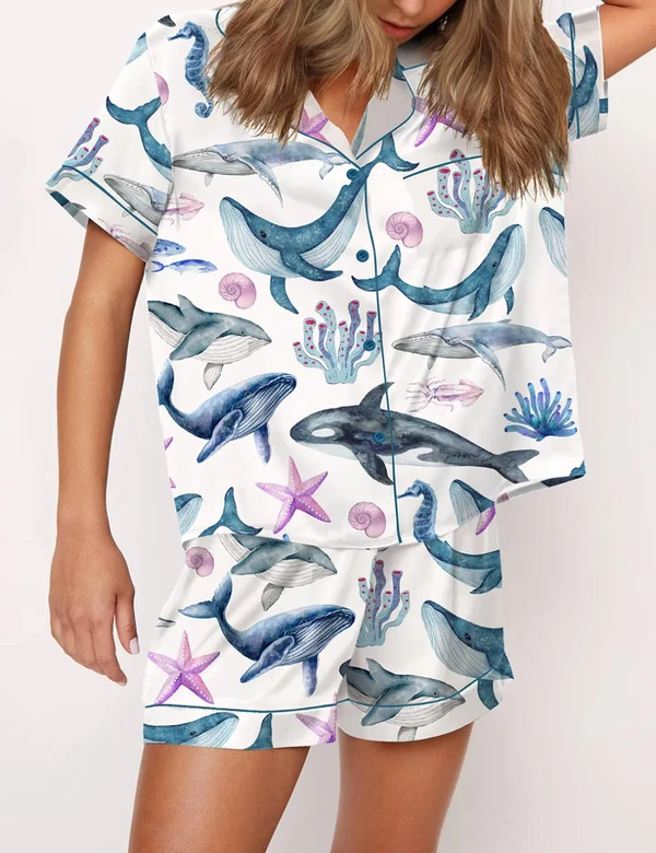  Whales Ocean Conservation Themed Pajama Set 