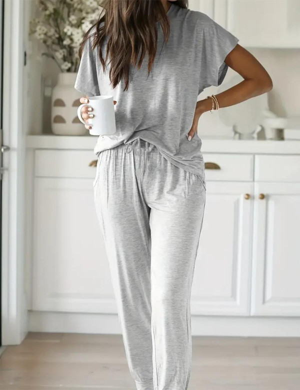  Casual Solid Pajama Set 
