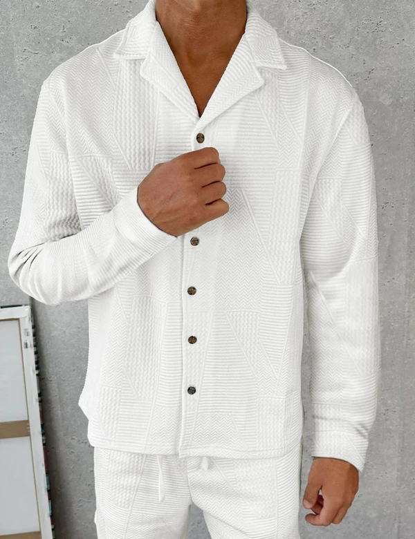  Embossed Textured Shirt Jacket 