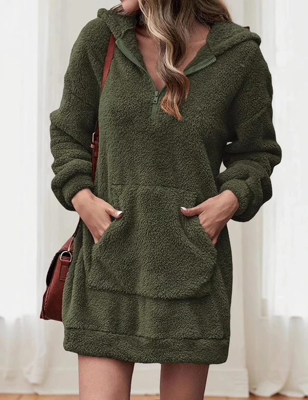  Zippered Drawstring Pullover Sweatshirt 