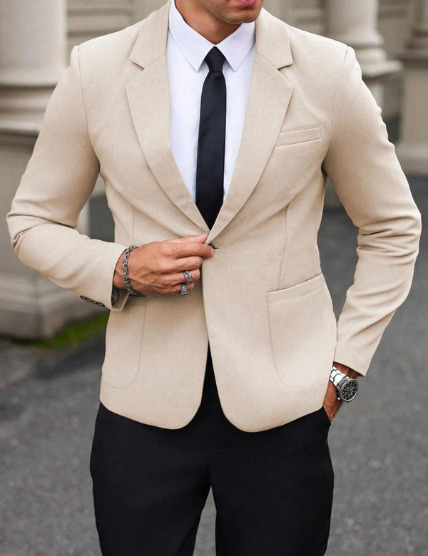  Slim Fit Single Button Blazer 